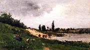 Charles-Francois Daubigny Washerwomen on the Riverbank oil painting picture wholesale